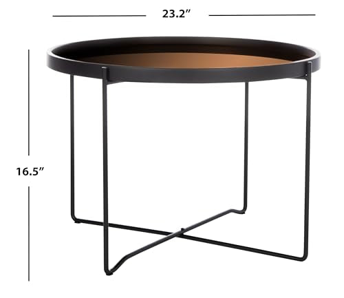 Safavieh Home Ruby Modern Rose Gold and Black Tray Top Round Accent Table