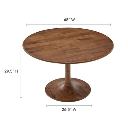 Lippa 48Inch Round Dining Table Solid Wood Walnut Finish Modern Kitchen Room Entertaining Home Furniture Quality Stylish Elegant Durable Refined Versatile Contemporary