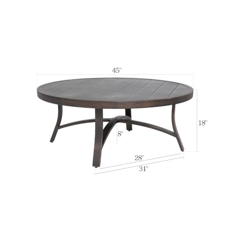 45-Inch Round Patio Coffee Table, Durable Aluminum Outdoor Side Table with Weather-Resistant Design for Garden, Deck, or Backyard