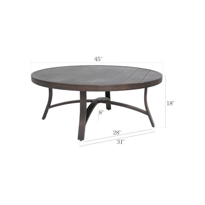 45-Inch Round Patio Coffee Table, Durable Aluminum Outdoor Side Table with Weather-Resistant Design for Garden, Deck, or Backyard