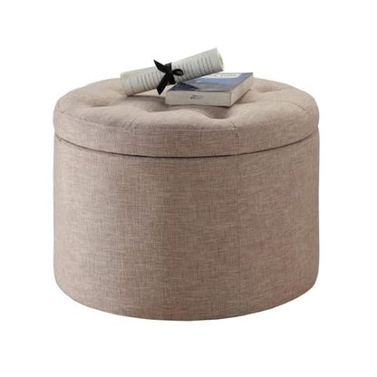Designs4Comfort Round Shoe Ottoman, Tan Fabric