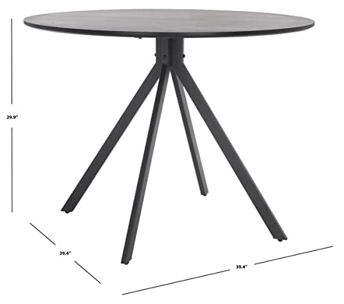 SAFAVIEH Home Collection Skyden Mid-Century Modern Black Round Top Dining Table