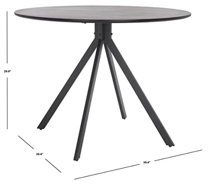 SAFAVIEH Home Collection Skyden Mid-Century Modern Black Round Top Dining Table