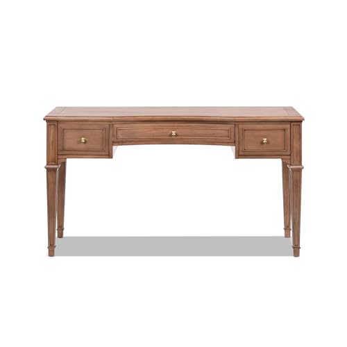 Jennifer Taylor Home JTH Luxe Dauphin 55" 3-Drawer Wood Executive Desk, Natural Brown Wood