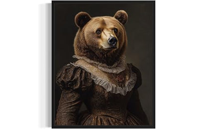 Brown Bear Art Print Poster, Female Wildlife Animal Portrait Farmhouse Nature Wall Art Bedroom Bathroom Living Room Decor 128 (Brown Bear, 20"L x 16"W, Unframed)