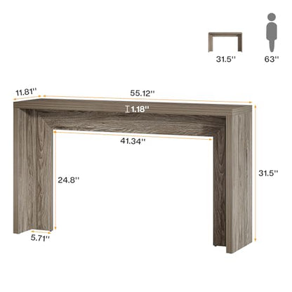 Tribesigns Farmhouse Console Table, 55-Inch Wooden Sofa Table with Storage for Entryway, Foyer, Hallway, Living Room, Easy Assembly (Gray)