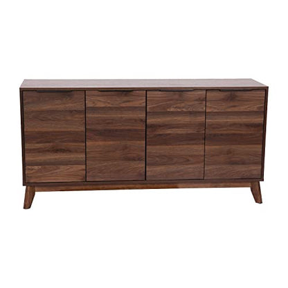 Hatfield Engineered Wood TV Stand for up to 64" TVs, Media Console/TV Cabinet with Adjustable Shelf and Soft Close Doors, Dark Walnut