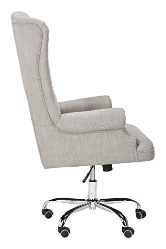 Safavieh Home Ian Grey Linen and Chrome Leg Swivel Office Chair