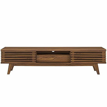Render 70" Mid-Century Modern Low Profile Entertainment TV Stand, 70 Inch, Walnut Walnut