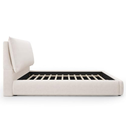 Chenille Upholstered Platform Bed with Oversized Pillow Headboard, view 6