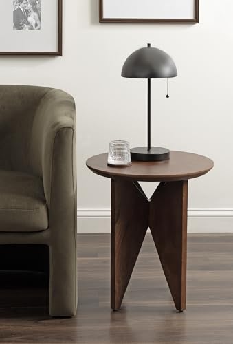 Faiza Modern Wooden Round Side Table, 18 x 18 x 20, Walnut Brown, Transitional Wood End Table for Use as Bedroom Nightstand or Living Room Accent Table