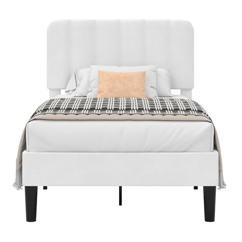 Twin Size Bed Frame with Upholstered Headboard, view 8