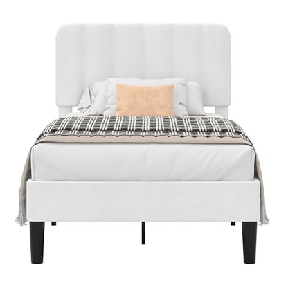 Twin Size Bed Frame with Upholstered Headboard, view 8