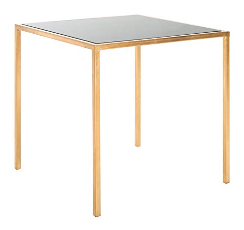 SAFAVIEH Home Collection Kiley Gold Leaf/ Black Glass Mirror Top Square Side End Accent Table