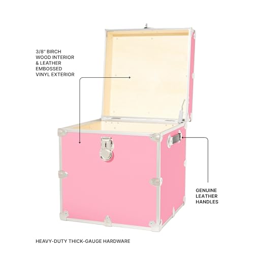 Classic Cube Trunk - Home Storage Box, College Footlocker and Seating - 18"x18"x20", 1500+ lbs Capacity, Many Colors, Soft-Close Lid. USA Made Secure Dorm Furniture & Organization