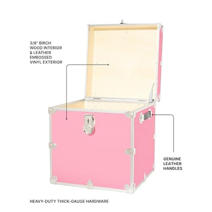 Classic Cube Trunk - Home Storage Box, College Footlocker and Seating - 18"x18"x20", 1500+ lbs Capacity, Many Colors, Soft-Close Lid. USA Made Secure Dorm Furniture & Organization