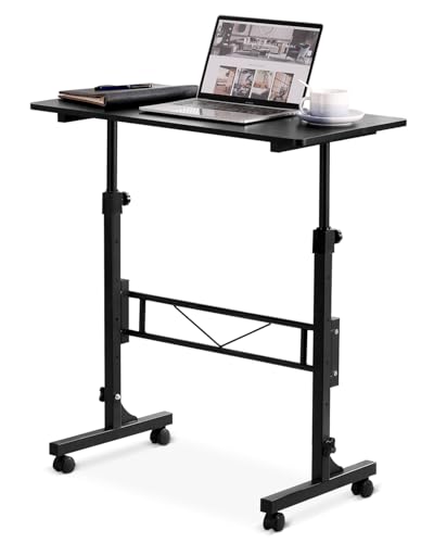 Small Standing Desk Adjustable Height, Mobile Stand Up Desk with Wheels, view 2