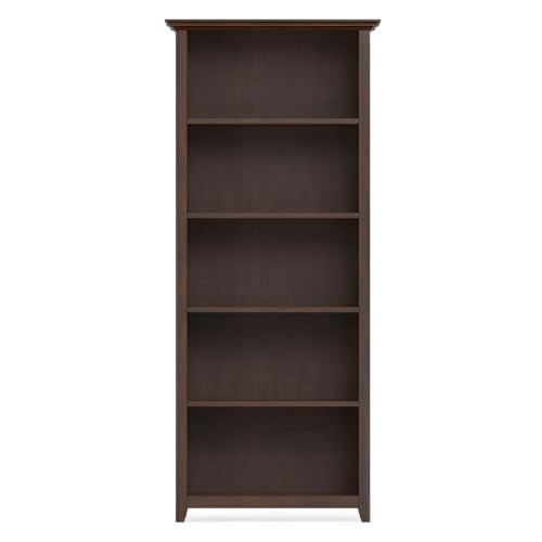 Amherst 70" Tall Solid Wood 5-Shelf Bookcase in Russet Brown, view 6