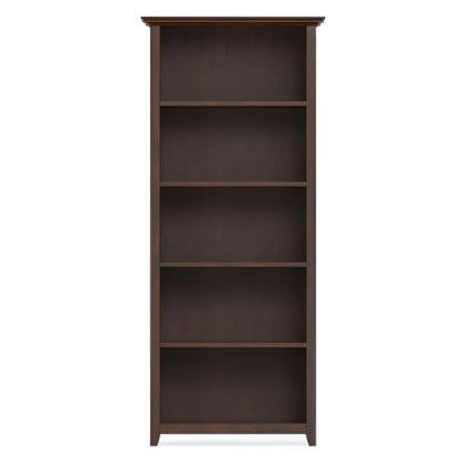Amherst 70" Tall Solid Wood 5-Shelf Bookcase in Russet Brown, view 6