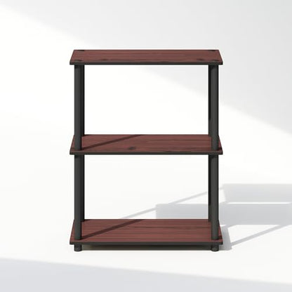Turn-N-Tube Book Shelf, 3-Tier Bookshelf, Bookcase with Multipurpose Compact Display Rack, 11.6 x 23.6 x 29.6, for Living Room, Bedroom, Home Office, Dark Cherry