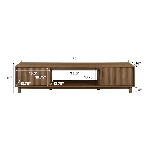 Arundo Fluted TV Stand for TVs up to 80 Inches, 70" TV Stand, Mocha, view 4