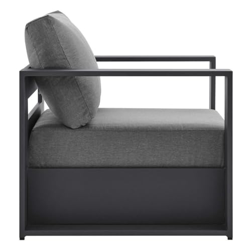 Tahoe Aluminum Outdoor Patio Armchair in Gray Charcoal