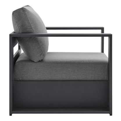Tahoe Aluminum Outdoor Patio Armchair in Gray Charcoal