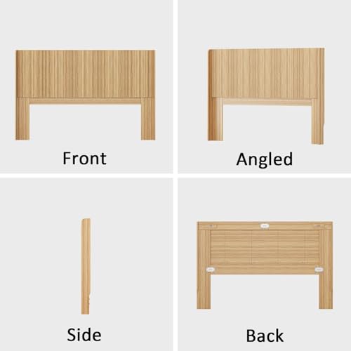 63.9" Wood Headboard Queen Size, Fluted Queen Headboard Only,Wall Mount Wood Headboards, Rustic & Modern Farmhouse,Wingback Design,Suitable for Full/Queen Bed Frames,Natural