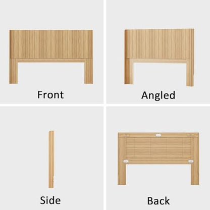 63.9" Wood Headboard Queen Size, Fluted Queen Headboard Only,Wall Mount Wood Headboards, Rustic & Modern Farmhouse,Wingback Design,Suitable for Full/Queen Bed Frames,Natural