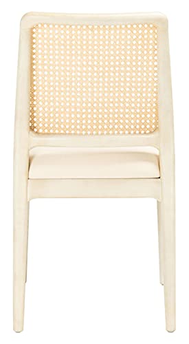 SAFAVIEH Home Collection Reinhardt White Rattan Cushion Dining Chair (Set of 2) -Fully Assembled DCH8800B-SET2