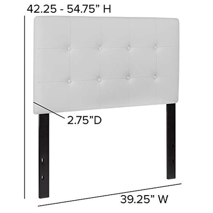 Size Headboard in White Twin Button Tufted Headboard, Adjustable Bed Rail Slots, view 3