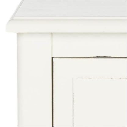 SAFAVIEH Furniture - Everly 1-Drawer Side Table - Vintage White - Solid Wood - Coastal Basket Storage Design - Ideal for Living Room, Entryway, 15"W x 12"D x 27.5"H - Fully Assembled (AMH5743B)