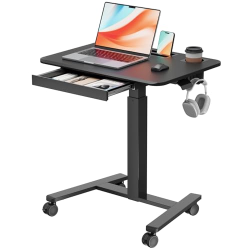 28" Mobile Standing Desk with Drawer, Portable Laptop Desk, view 2
