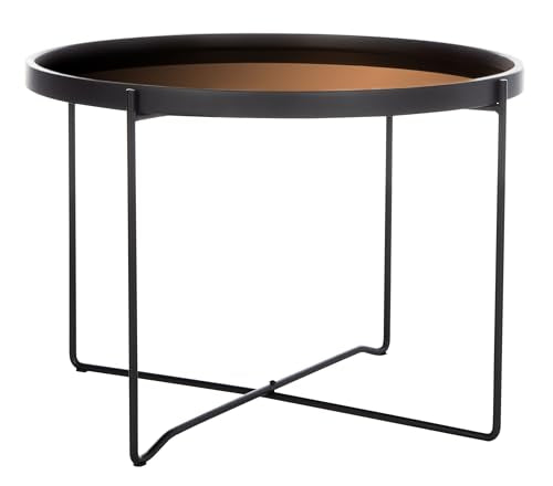 Safavieh Home Ruby Modern Rose Gold and Black Tray Top Round Accent Table