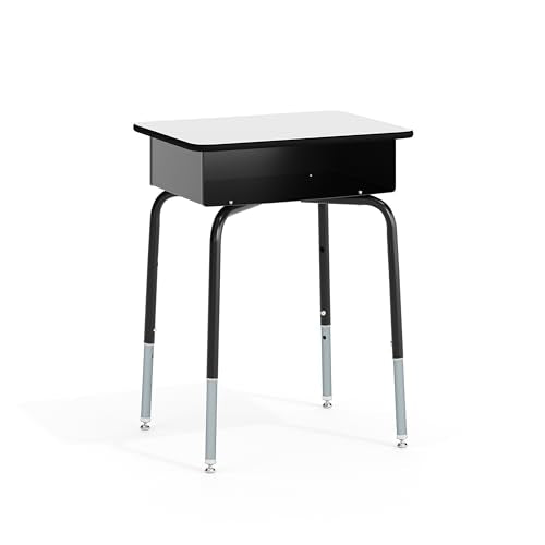Billie Student Desk - Gray Open Front Metal School Desk - 24"W x 18"D Adjustable Height, Durable Desk for School or Remote Learning, Set of 5