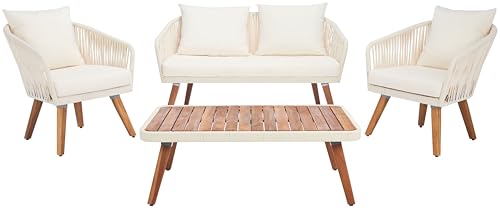Solid Wood 4-Piece Patio Set in Beige, view 2