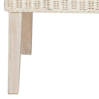 SAFAVIEH Furniture - Arjun Wicker Dining Chair Set of 2 - White Washed - Rattan - Coastal Woven Design - Ideal for Dining Room, Kitchen, 17.7" Seat Height (SEA8013D-SET2)