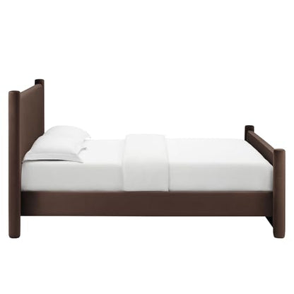 Rael Queen Platform Bed Frame with Upholstered Headboard and Footboard, view 8