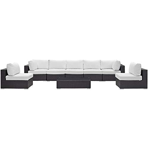 Convene Outdoor Sectional Set | Durable Rattan Weave | Weather-Resistant Cushions | 8-Piece Furniture Set for Patio, Backyard, Poolside Retreat