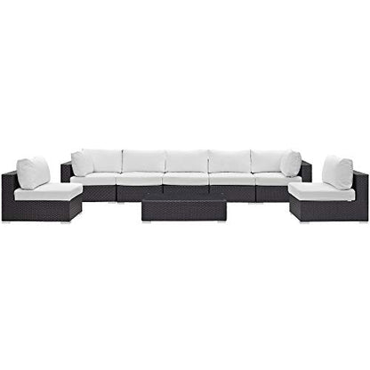 Convene Outdoor Sectional Set | Durable Rattan Weave | Weather-Resistant Cushions | 8-Piece Furniture Set for Patio, Backyard, Poolside Retreat