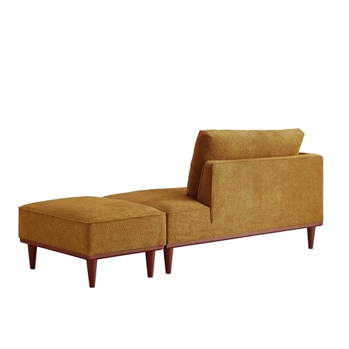 73" Indoor Chaise Lounge Chair with Ottoman, Upholstered Boucle Long Chaise, view 6