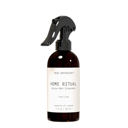 Home Ritual Active Odor Eliminator Spray - Furniture Deodorizer Spray & Bathroom Odor Eliminator for Home - Essential Oil Air Freshener - 4oz, Fresh Linen