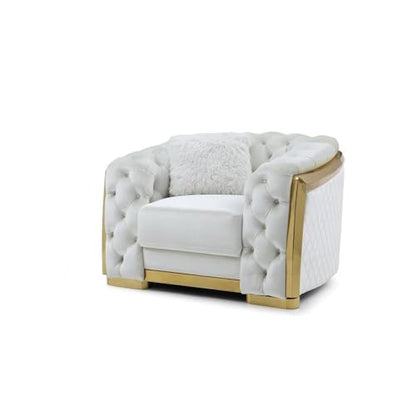 Glory Furniture Lexi 19" H Modern Velvet Upholstered Accent Chair in Ivory/Gold