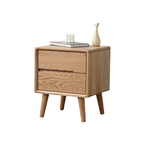 Night Stand Bedside Table Bedroom Furniture Double Drawer Locker White Oak Cabinet Nightstands Solid Wood
