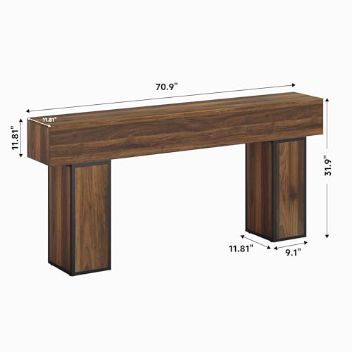 70.9-Inch Long Console Table, Wooden Sofa Table Behind Couch Tables, Farmhouse Entryway Table Accent Table for Entrance, Hallway, Living Room, Foyer, Rustic Brown
