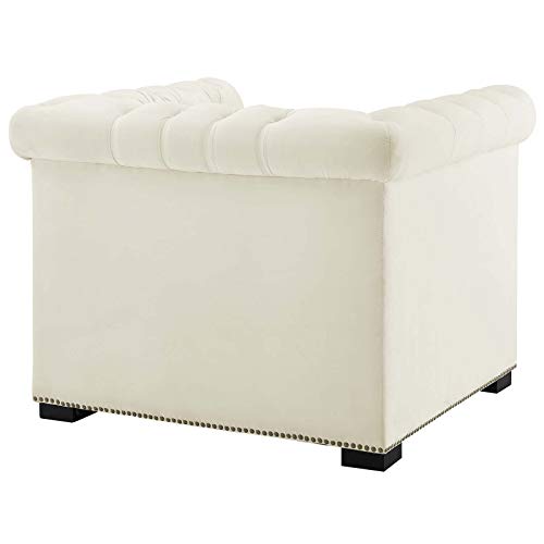 EEI-3065-IVO Heritage Upholstered Velvet Armchair, Ivory