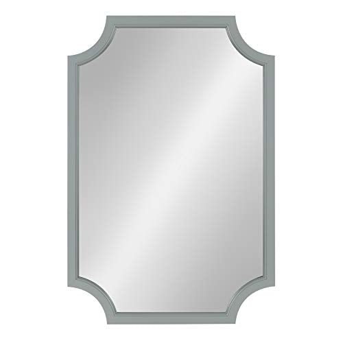 Hogan Wood Framed Mirror with Scallop Corners, 24x36 Inches, Gray