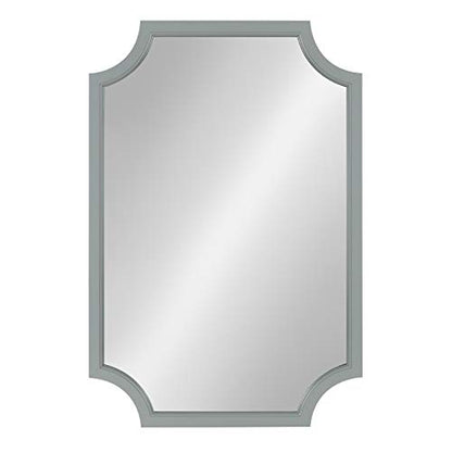 Hogan Wood Framed Mirror with Scallop Corners, 24x36 Inches, Gray
