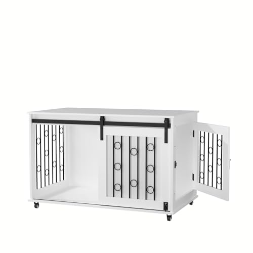 Dog Crate Furniture with Sliding Barn Door & Side Door, view 8