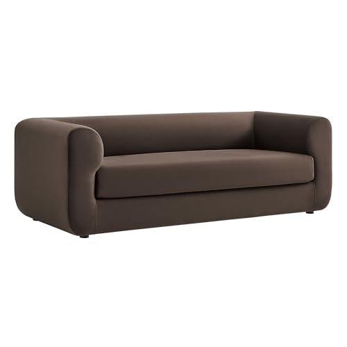 Leif Performance Velvet Upholstered Sofa – 89 Inch Modern Tuxedo Sofa – Comfy 3 Seater Velvet Couch